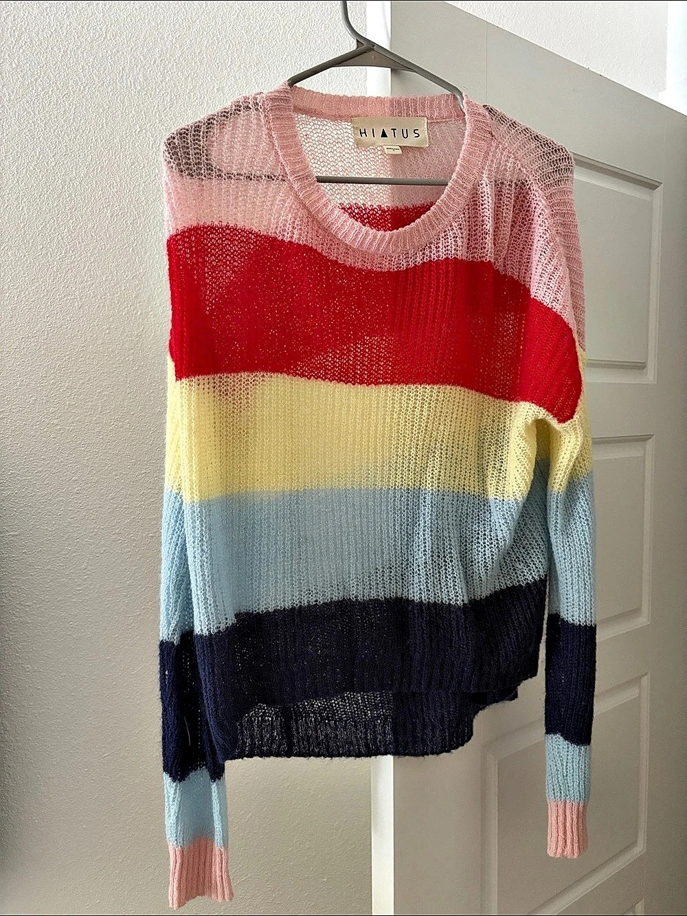 Hiatus Color Block Crewneck Sweater Pink & Red Medium Like New